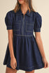 'Zadie' Puff Sleeve Denim Mini Dress - Celes Fashion